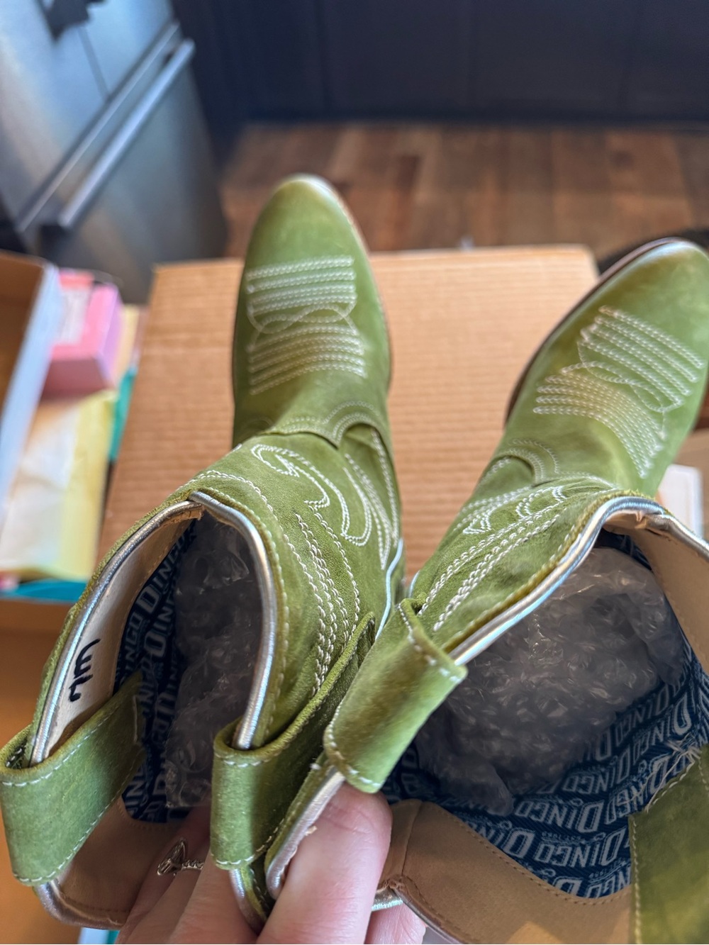 dingo Green Suede Western Ankle Boots - Picture 7 of 8